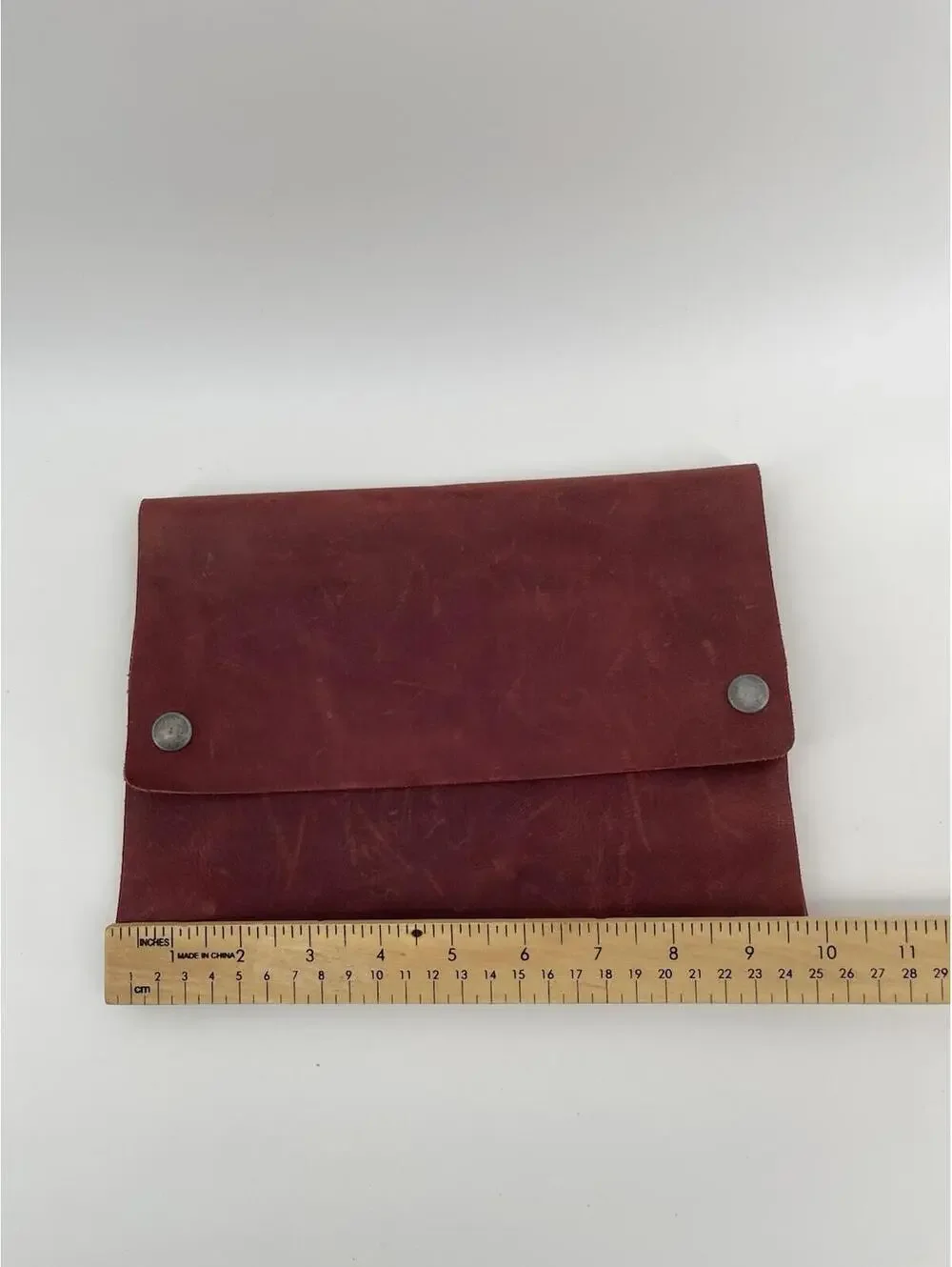 Hide & Drink Leather Pouch Wallet Red Handmade Snap Closure Unisex Rustic.